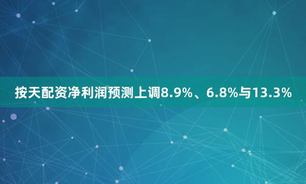 按天配资净利润预测上调8.9%、6.8%与13.3%