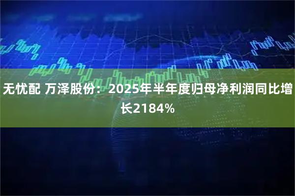 无忧配 万泽股份:2025年半年度归母净利润同比增长2184%