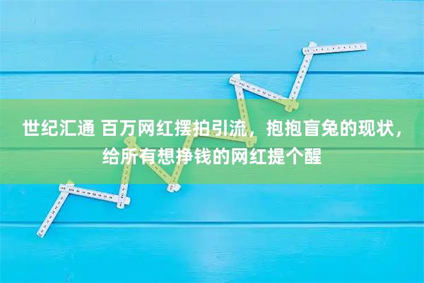 世纪汇通 百万网红摆拍引流，抱抱盲兔的现状，给所有想挣钱的网红提个醒